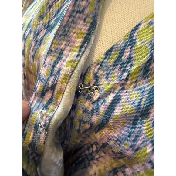 Pilcro Tisha Surplice Long Sleeve Collared Blouse Top Blue Print M - Picture 8 of 11